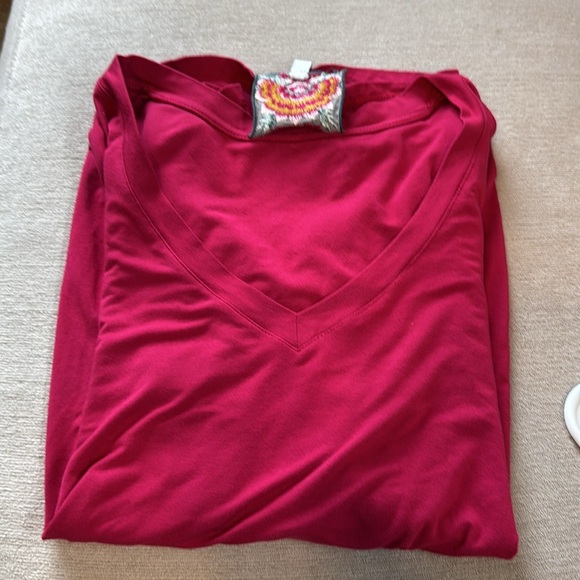 Johnny Was Pink V-Neck Blouse with 3/4 Sleeves - Picture 9 of 9